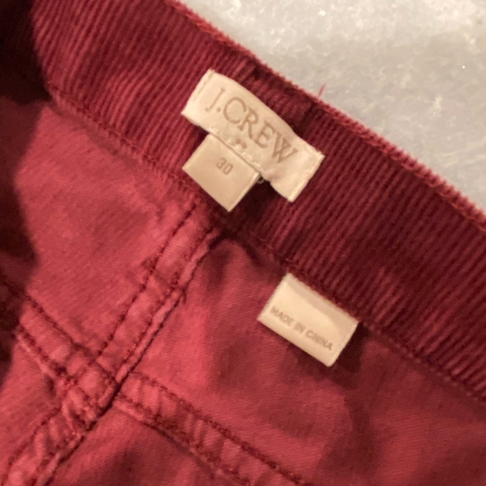 J. Crew Size 10 Burgundy Cotton Stretch Zip Up Straight Leg Corduroy Pants - Picture 5 of 10